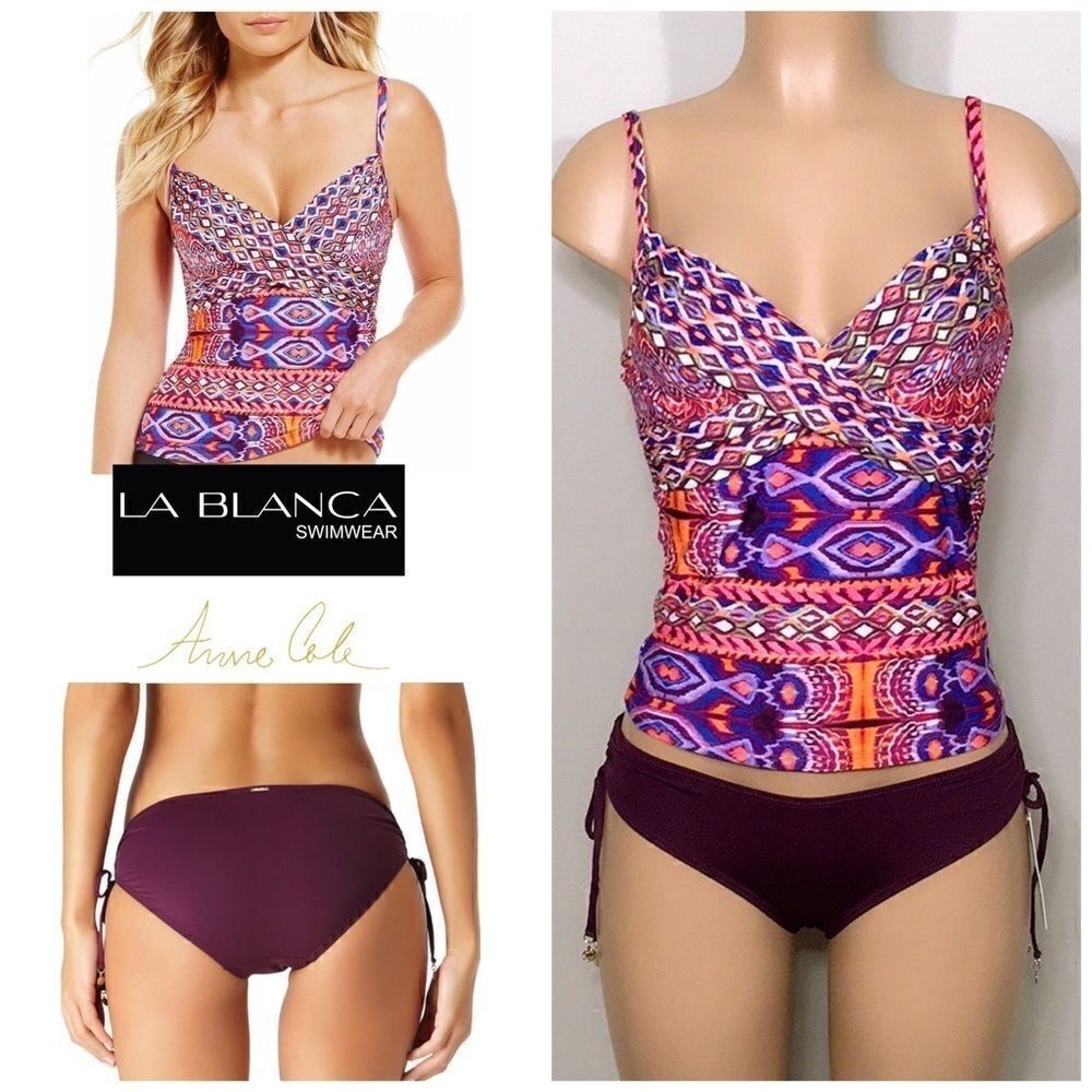 La Blanca & Anne Cole plum and coral Tankini. NWT